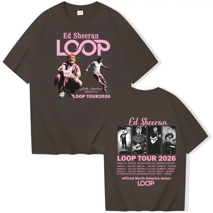 Ed Sheeran Loop Tour 2026 T-shirt homme femme Harajuku chemise décontractée à manches courtes et col rond