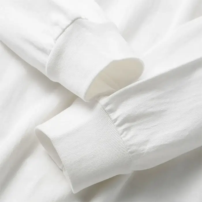 600G/ ㎡ T-shirt à manches longues pour hommes, chemise à bascule avec petit décolleté, ample, pur