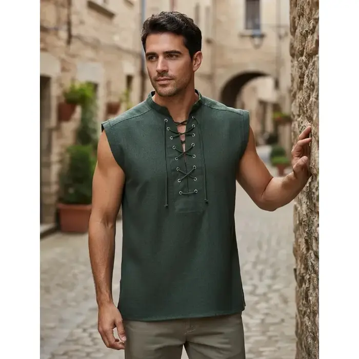 Débardeur pour homme style celtique viking steampunk, décontracté et gothique
