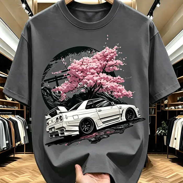T-shirt pour homme à motif de voiture de course - Un t-shirt léger et respirant conçu pour les passi