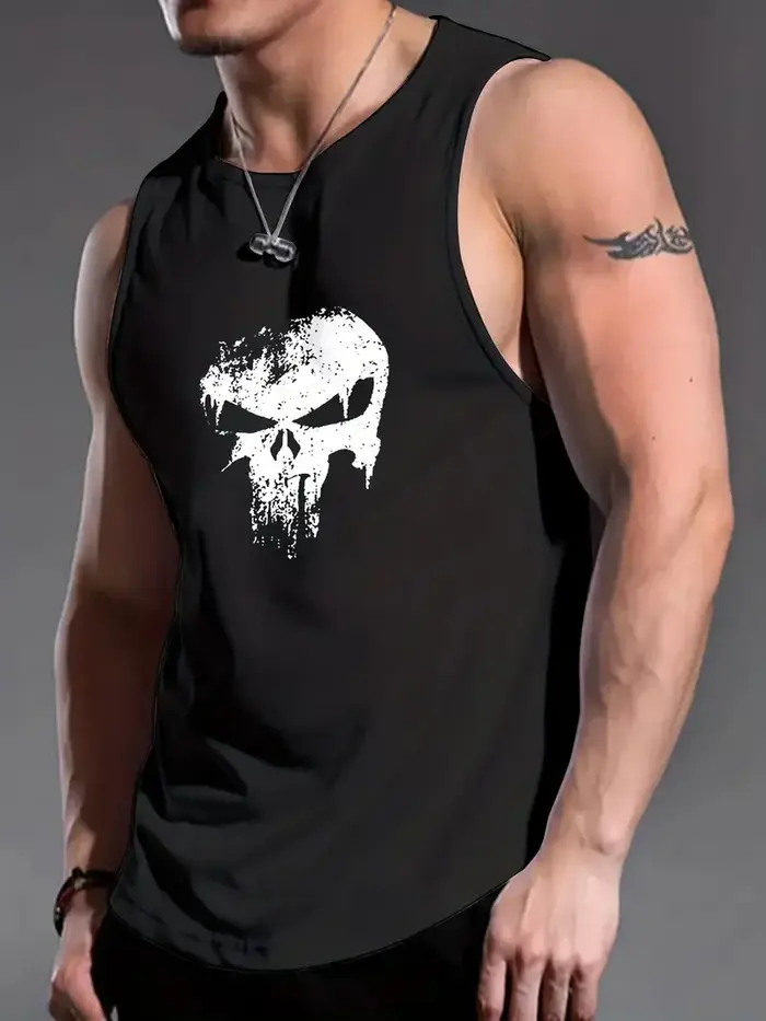 T-shirt sans manches à col rond pour hommes