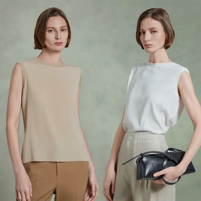 Débardeur sans manches en soie de mûrier véritable pour femme