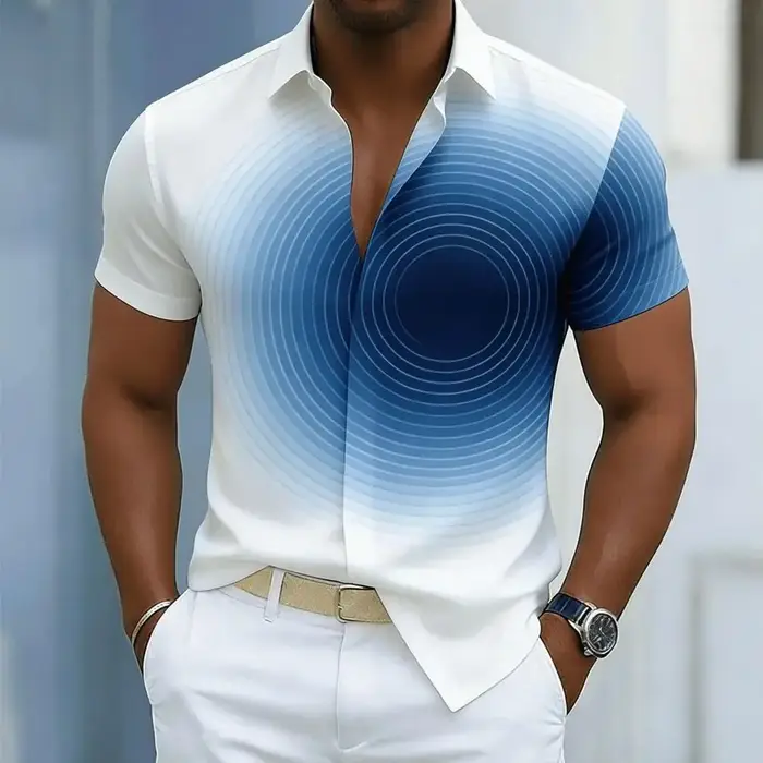 Chemise décontractée sportive imprimée en 3D, séchage rapide, respirante, pour les vacances, en tiss