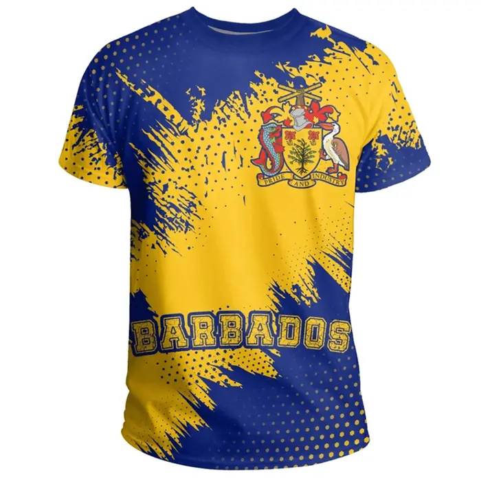 T-shirt imprimé en 3D de la carte de la Barbade pour hommes et femmes