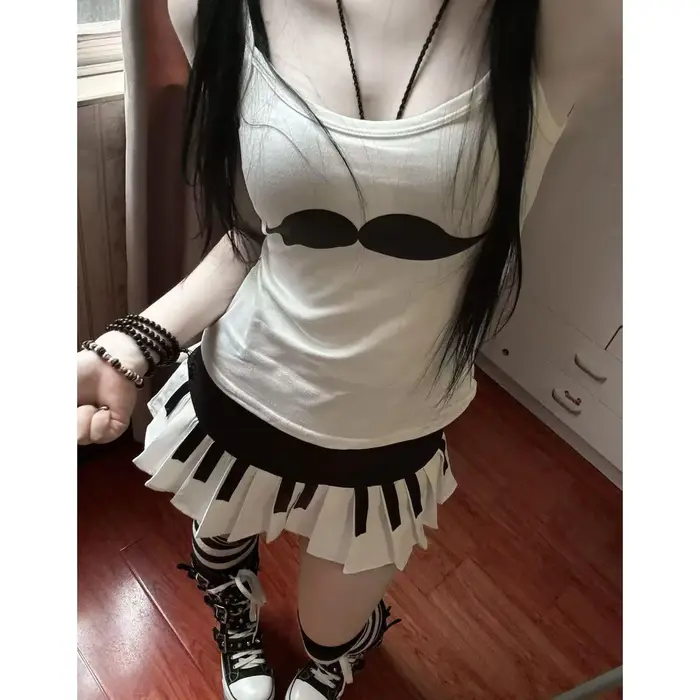 Débardeur japonais Harajuku imprimé moustache pour femme