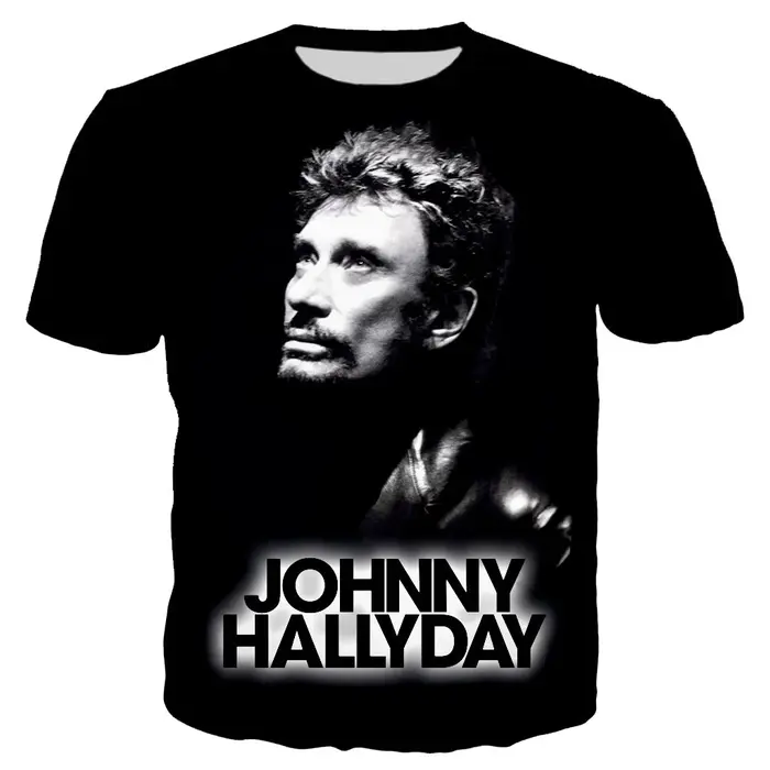 T-shirt de chanteur de Rock Johnny Hallyday T-shirts imprimés en 3D pour hommes et femmes, Streetwea