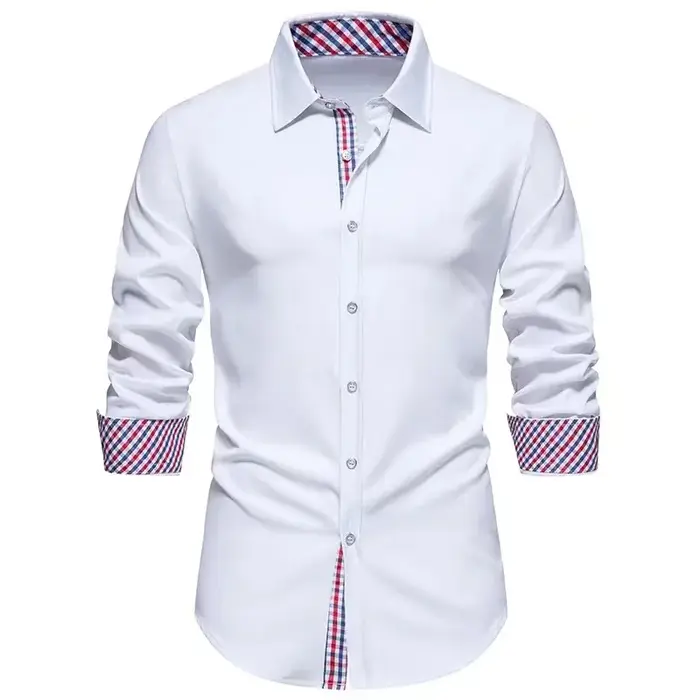 T-shirt à carreaux à manches longues pour hommes