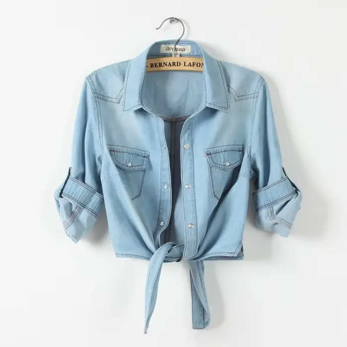 # Chemise en jean courte à manches courtes pour femme