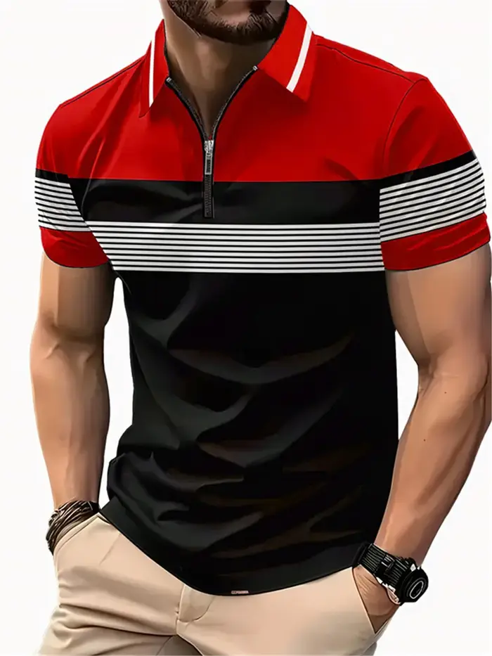 6XL grande taille vêtements pour hommes rayé mode Polos T-Shirts été 3D imprimé rue tendance mâle fermeture éclair POLO t-shirt décontracté hauts