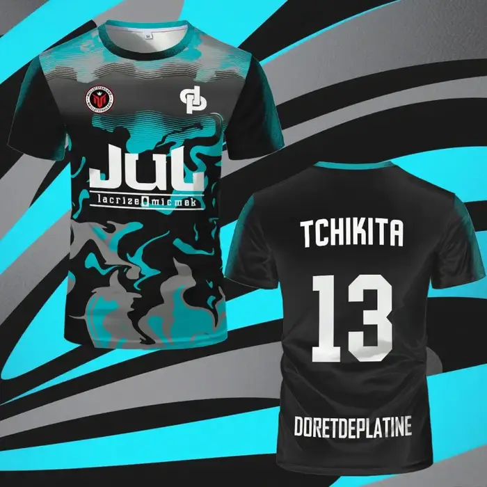 T-shirt de sport français TCHIKITA Maillot JUL Juldtp DORETDEPLATINE à motif imprimé