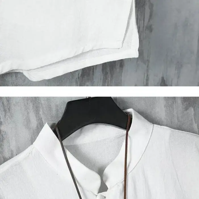 Chemise à col mandarin unie légère pour homme