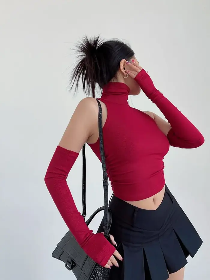 Printemps été haut Sexy débardeur épicé fille manches col