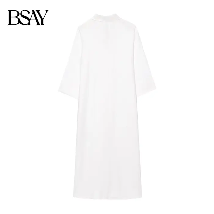 BSAY robe robe pour femmes mode été chemise Style simple boutonnage longue revers robes mi-longues français Chic femme soirée