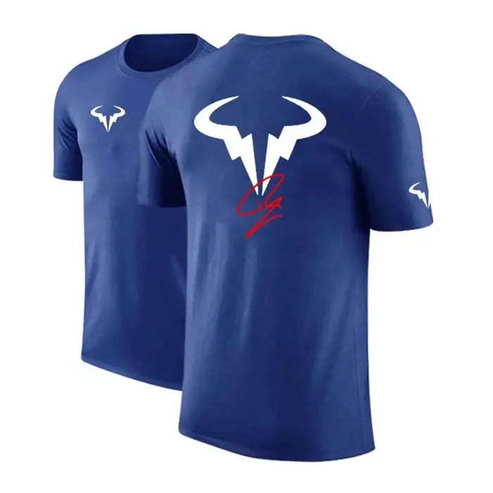 Rafael Nadal - Joueur de tennis - T-shirt à manches courtes régulier imprimé de haute qualité en pur coton pour hommes - Couleur fixe - Casual
