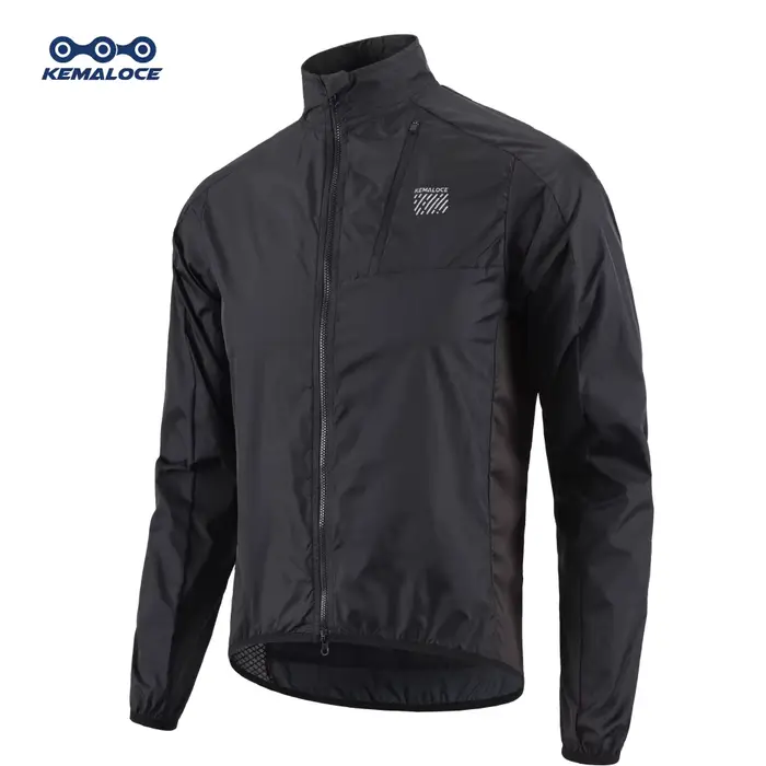 KEMALOCE veste de cyclisme coupe-vent hommes 2025 ultraléger à manches longues maillot de vélo noir 