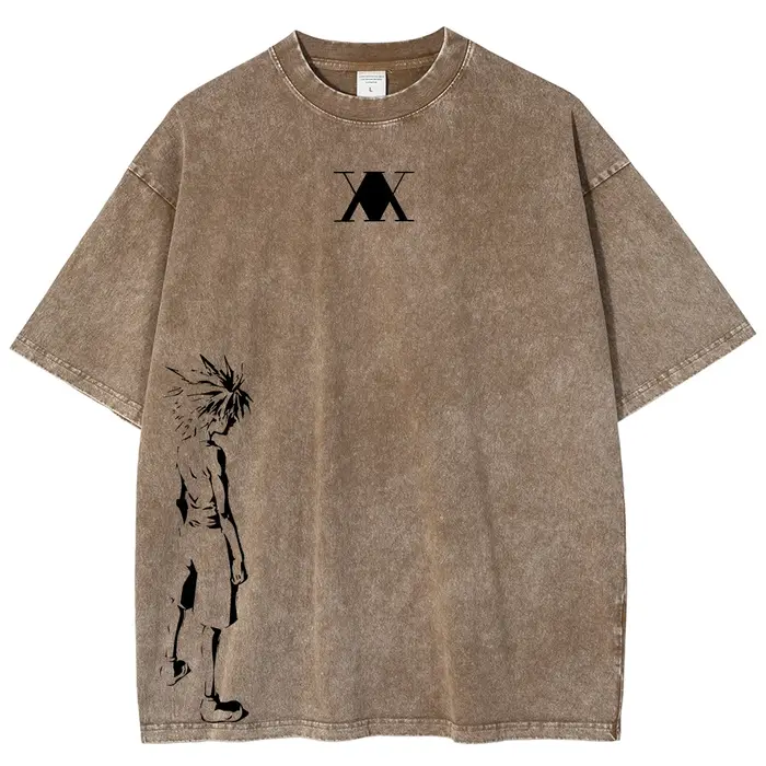 HUNTER × HUNTER Manga T-shirt graphique pour hommes femmes vêtements Killua Zoldyck imprimé lavé surdimensionné T-Shirt à manches courtes coton T-Shirt