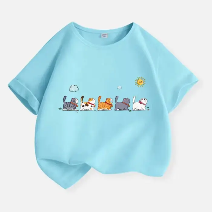 T-shirt en coton de la famille des chats pour garçons