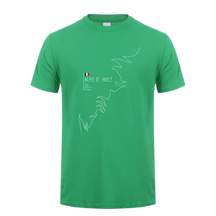 Alpe d Huez en France cyclisme t-shirt été hommes à manches courtes coton t-shirt hauts décontracté 