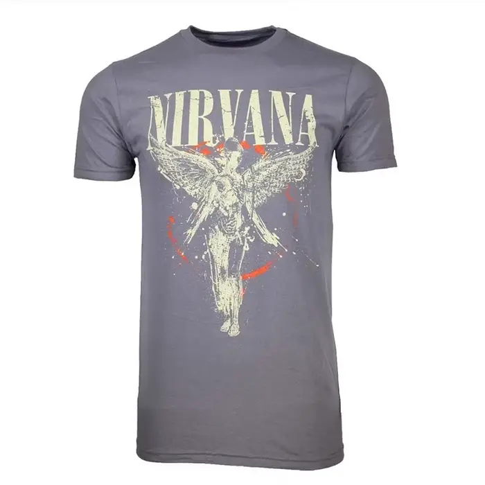 T-Shirt classique avec Logo rouge du groupe de Rock Nirvana