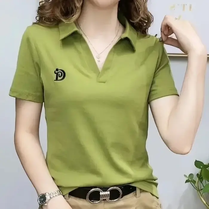 T-shirts graphique broderie femmes Polo plaine mince pulls en tendance 2025 jeune femme t-shirt vêtements élégants coréen été