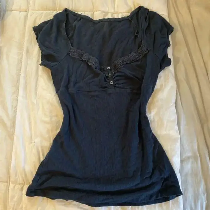 T-shirt vintage slim en dentelle