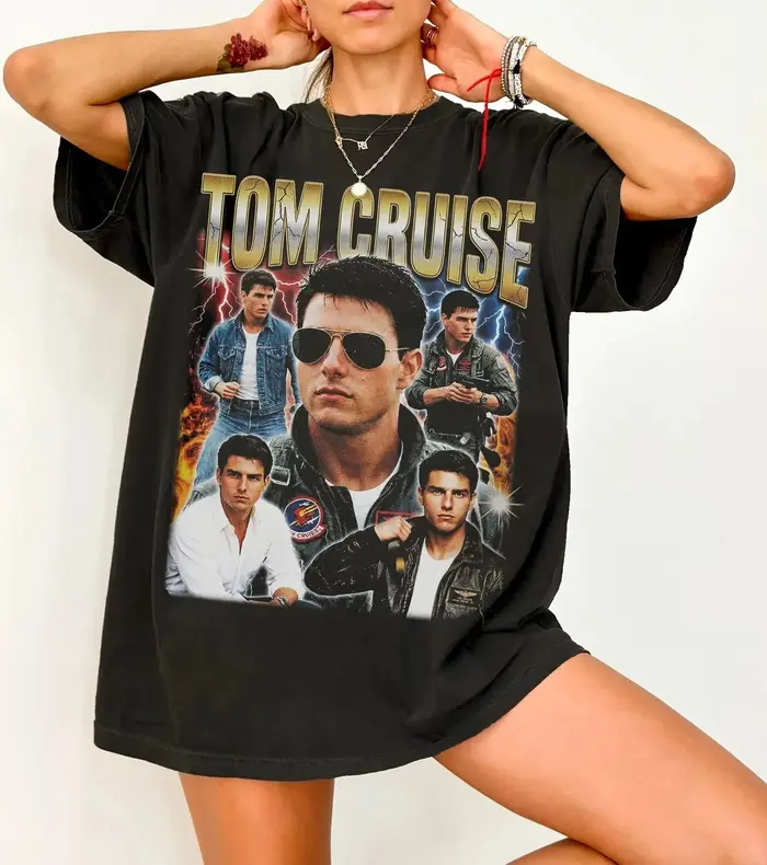 T-shirt rétro années 90 Tom Cruise, T-shirt Top Gun Maverick Pirate Rap, T-shirt d'acteur de film ré