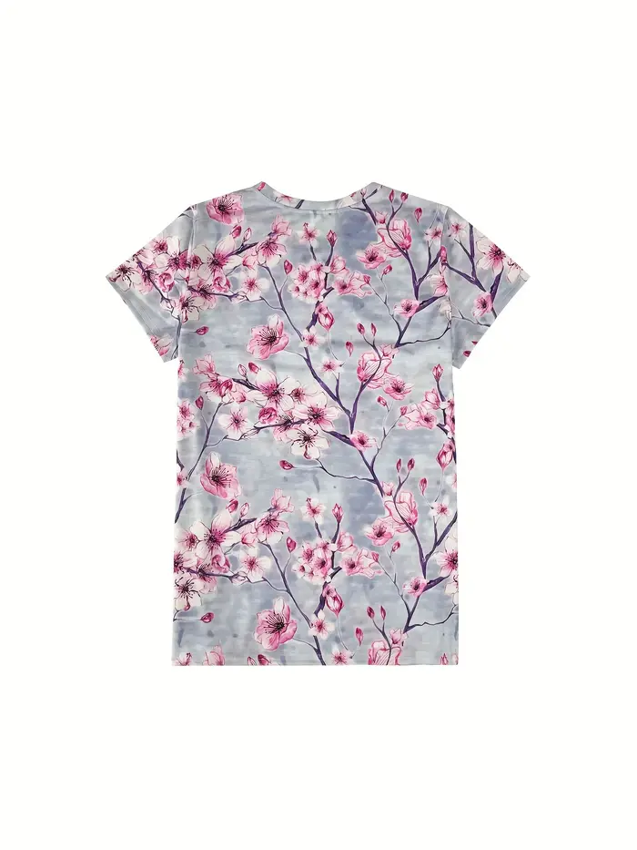 T-shirt pour femme vert pâle - Motif de branche de cerisier
