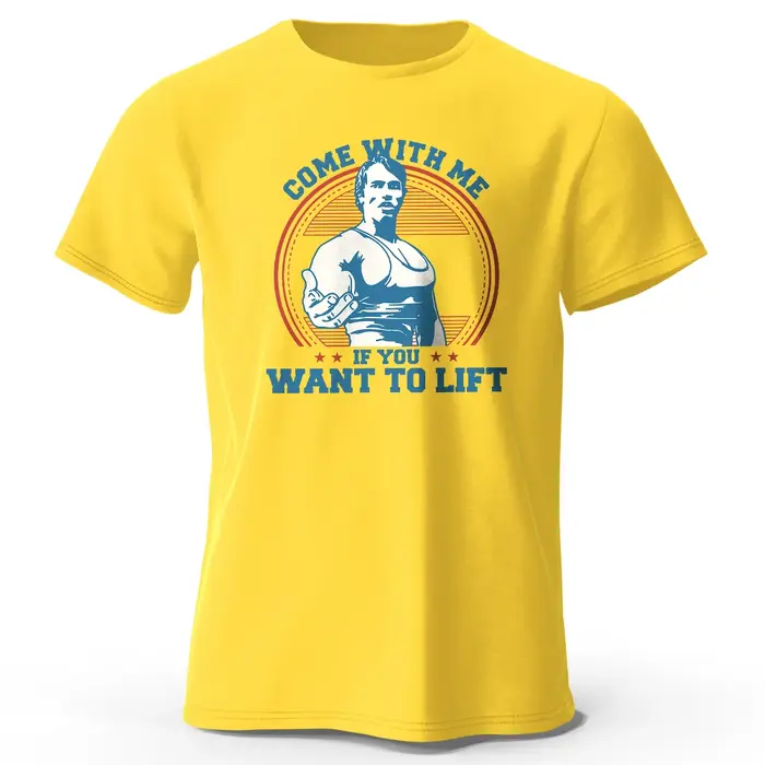T-shirt graphique de fitness pour hommes, imprimé vintage Arnold Schwarzenegger Lifting Quote, 100% 