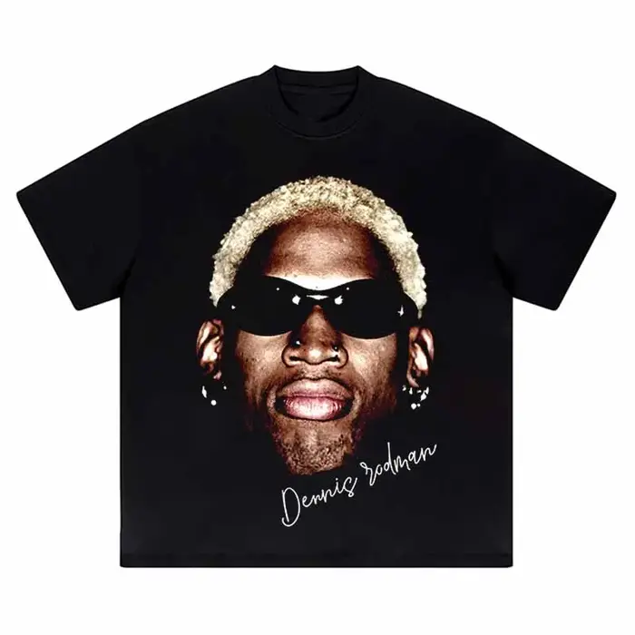 T-Shirt Surdimensionné en Coton Délavé pour Homme, Streetwear, Vintage, Harajuku, Portrait, Graphiqu