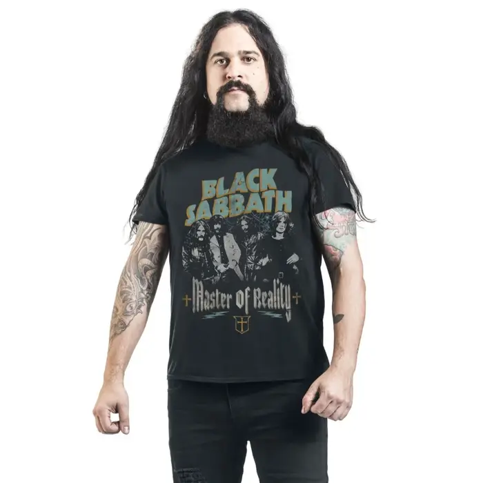 T-shirt en coton noir avec motif Black Sabbath