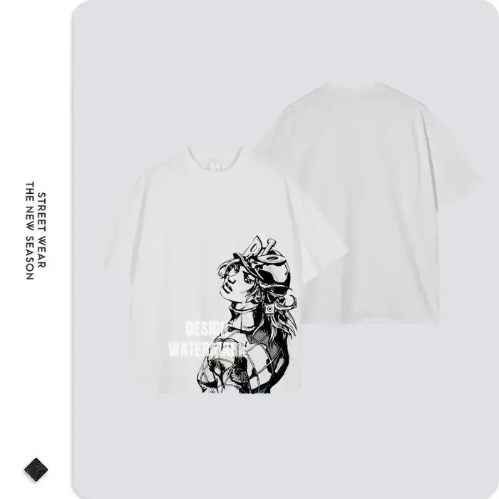 T-shirt Bandai Joestar Johnny vintage délavé JOJO à manches courtes Bizarre Adventure T-shirts oversize S-Steel Ball Run