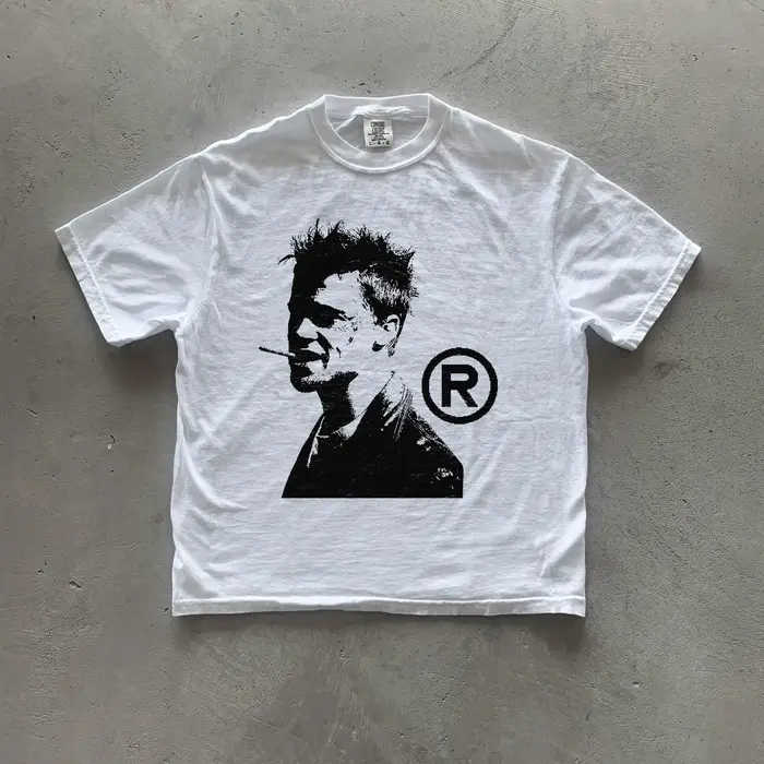 T-shirt rétro américain "Fight Club" pour hommes et femmes toutes saisons, vêtements de rue décontra