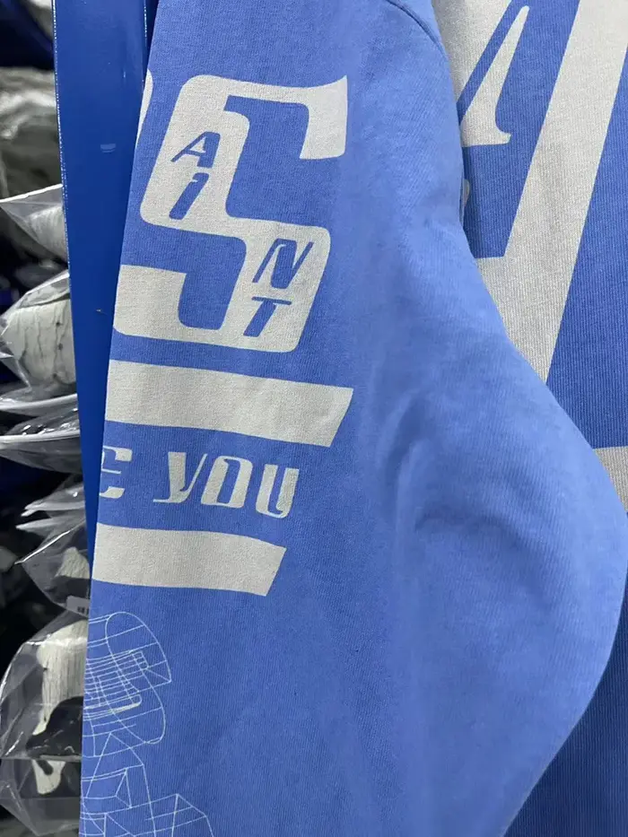 Nouveau Streetwear SAINT T-shirt à manches longues hommes femme bleu lavé surdimensionné décontracté Hip Hop col rond Style de course haut