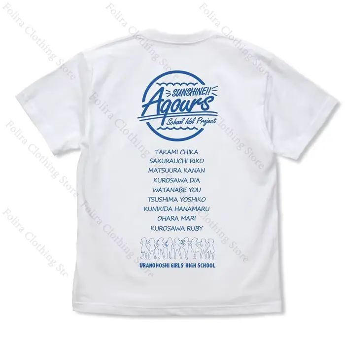 J'adore vivre! Soleil!! Aqours Liella! μ's T-shirt imprimé coton été hauts