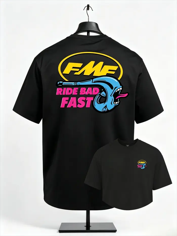 T-shirt de motocross FMF Ride Bad Fast pour homme, 100% coton, tee-shirt graphique de course de moto