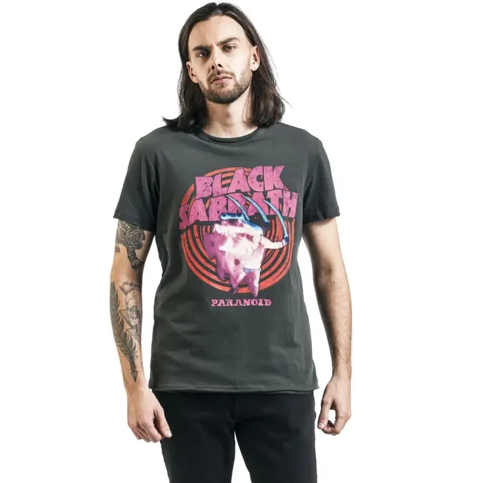 T-shirt en coton noir avec motif Black Sabbath