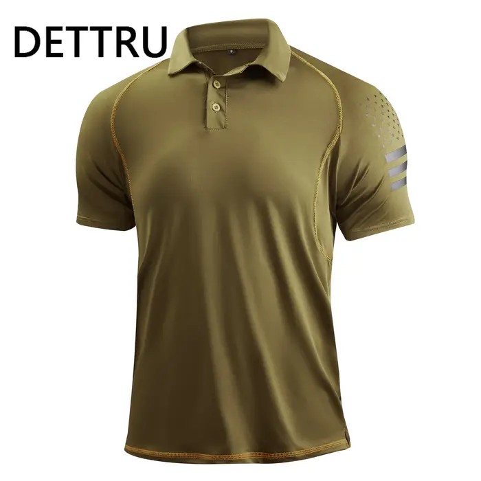 DETTRU T-shirts pour hommes Activités de plein air d'été Sports tactiques Col polo Sweat-shirts à bascule