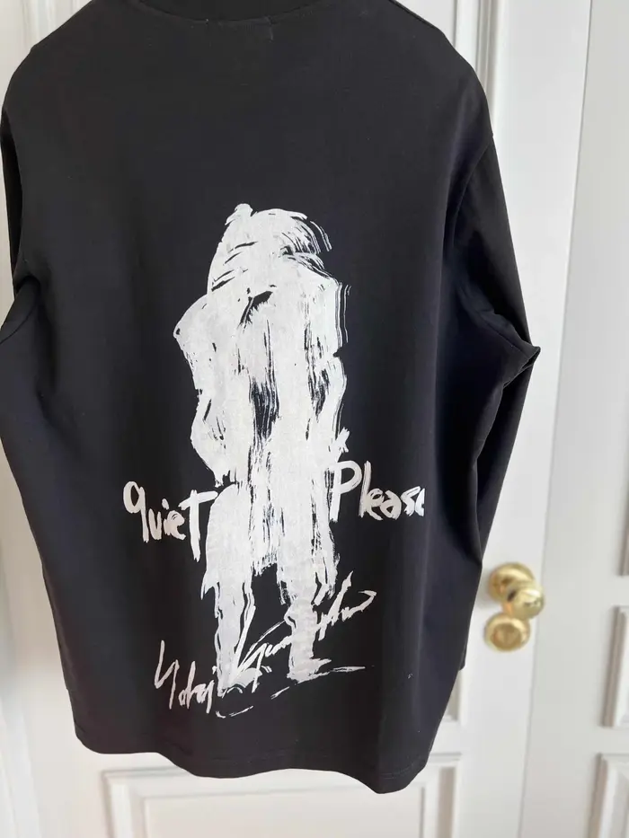 TOP-YAMAMOTO Design original - T-shirt à manches longues avec col rond, noir