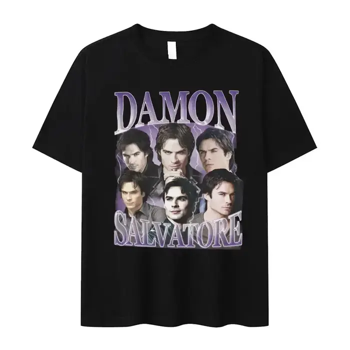 Damon Salvatore Ian Somerhalder émission de télévision T-shirt pour femmes été hauts t-shirts col rond