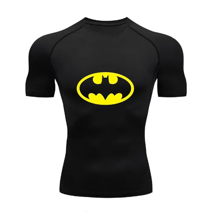 T-shirt moulant pour hommes avec imprimé chauve-souris, T-shirt de sport respirant à séchage rapide,