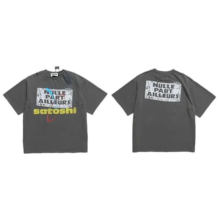 T-shirt vintage déchiré pour homme Satoshi Nakamoto