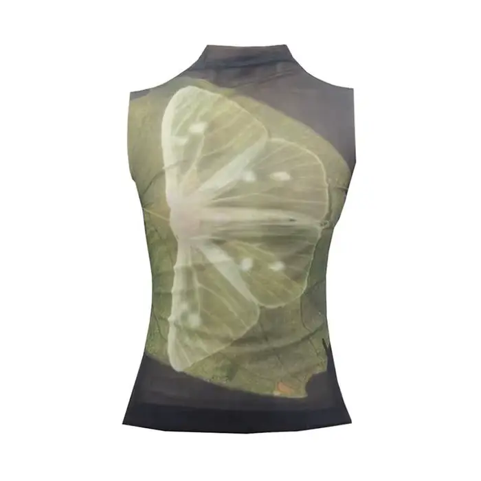 Genayooa Y2k hauts en maille t-shirts sans manches Patchwork débardeurs mode coréenne Grunge esthéti