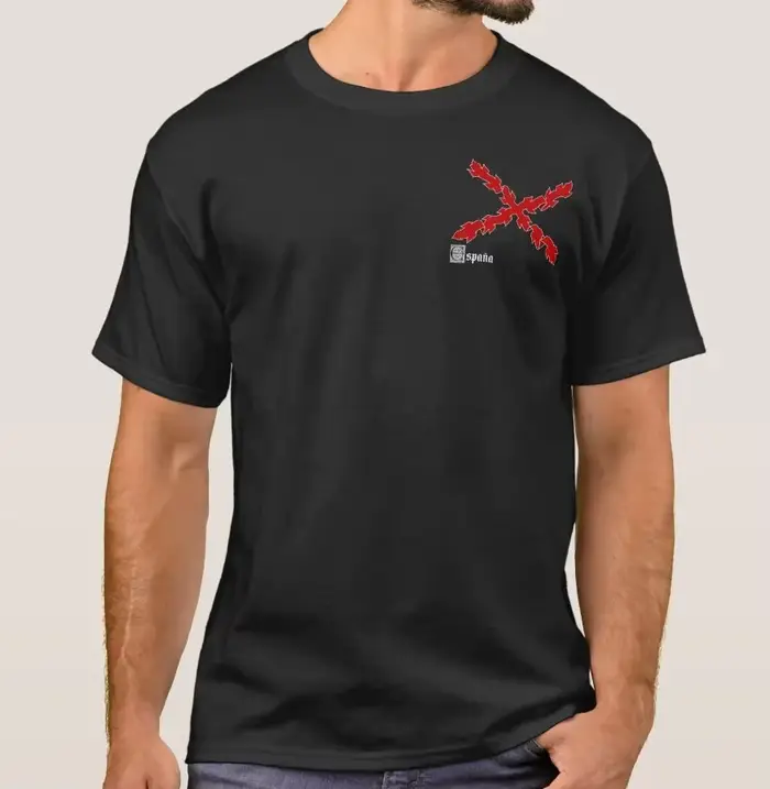Dieu, patrie et roi. T-shirt croix espagnole de bordeaux. T-shirts décontractés à manches courtes 100% coton