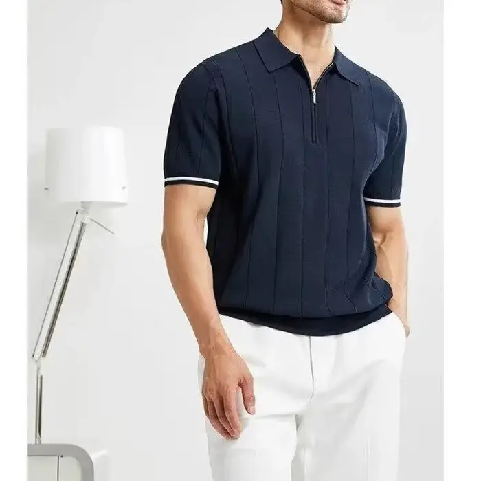 【2025 Vêtements d'été légers de luxe pour hommes】 Polo à fermeture éclair