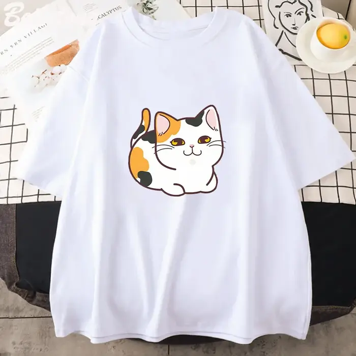 T-shirt femme noir, esthétique et mignon, Kawaii, avec dessin animé, Kawaii, rétro, tissu, 2023