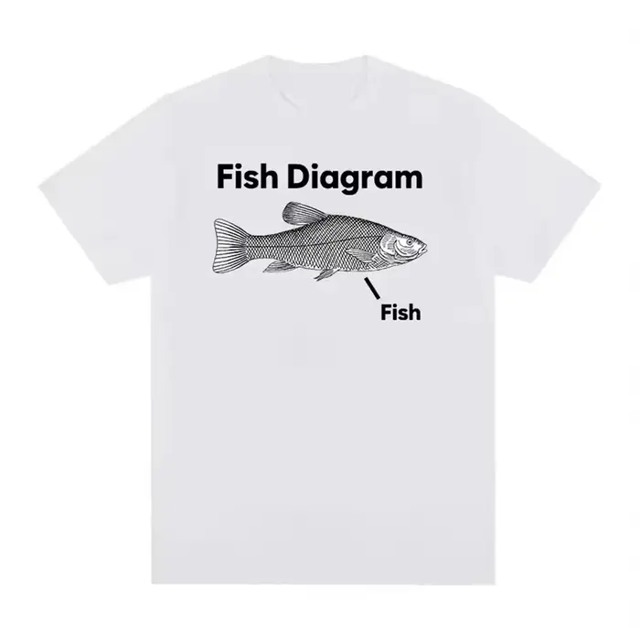 T-shirt unisexe avec impression de meme de diagramme de poisson amusant