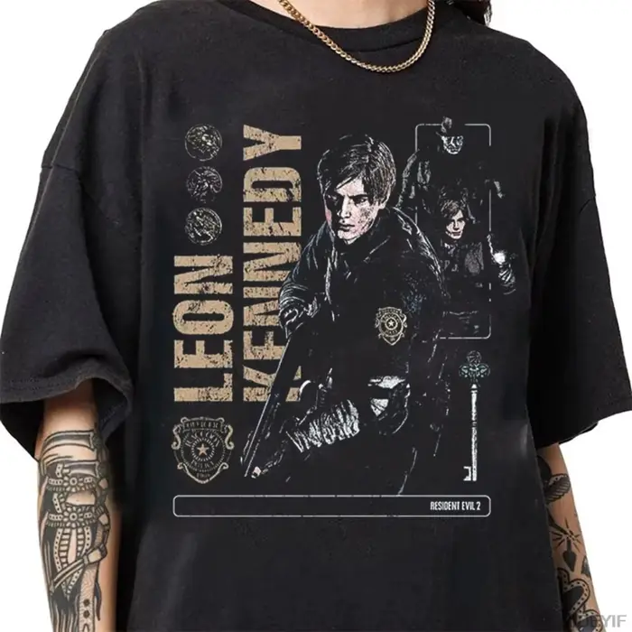 Leon Kennedy Resident Evil Biohazard, nouveau t-shirt pour hommes et femmes, haut pour garçons, t-sh