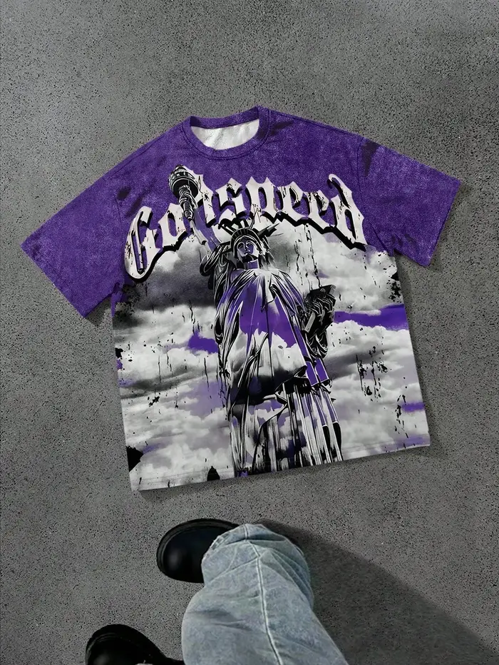 Le nouveau T-shirt pour hommes pour l'été de 2025 présente une impression de motif d'ange 3D douce et respirante à la mode décontractée