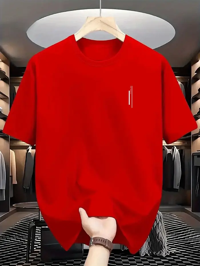 T-shirt à col rond pour homme, respirant et souple, haute élasticité, lavable, frais et confortable, style décontracté pour l'été