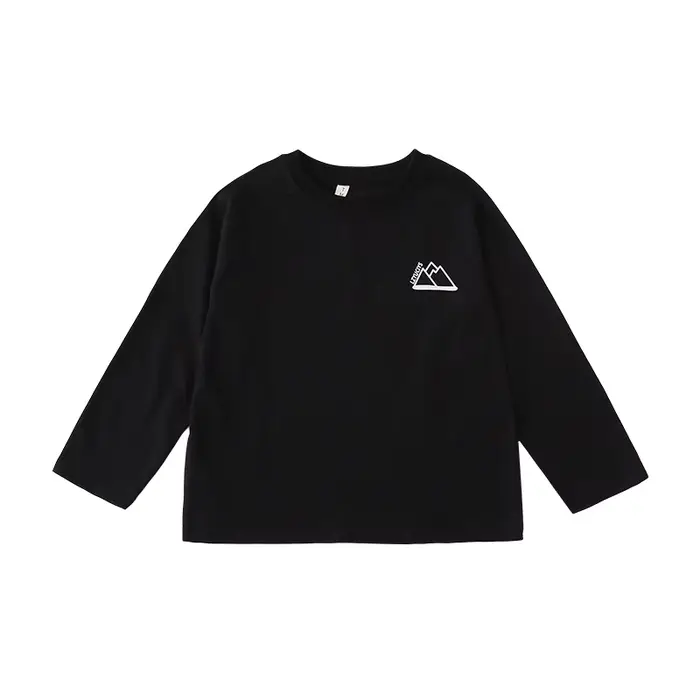 T-shirt noir pour la famille, hauts à manches longues assortis, vêtements d'automne et de printemps 